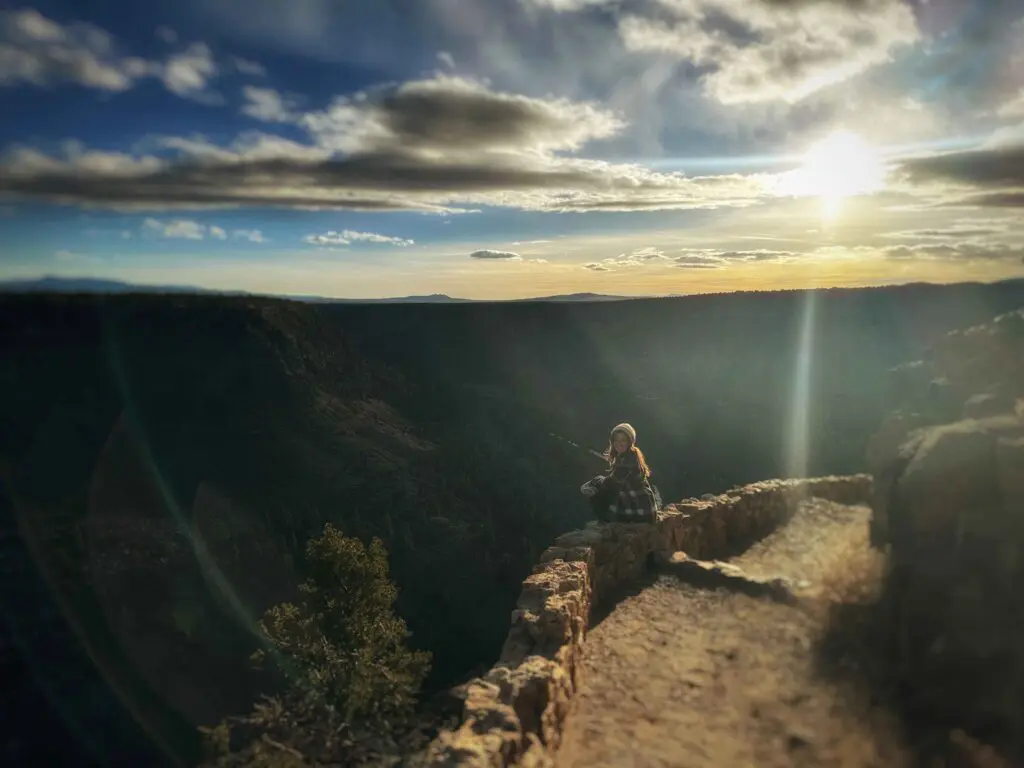 Jessica with Austin Lymphatic at the Rio Grande Del Norte National Monument practicing good lymphatic health with movement by hiking grand canyon.